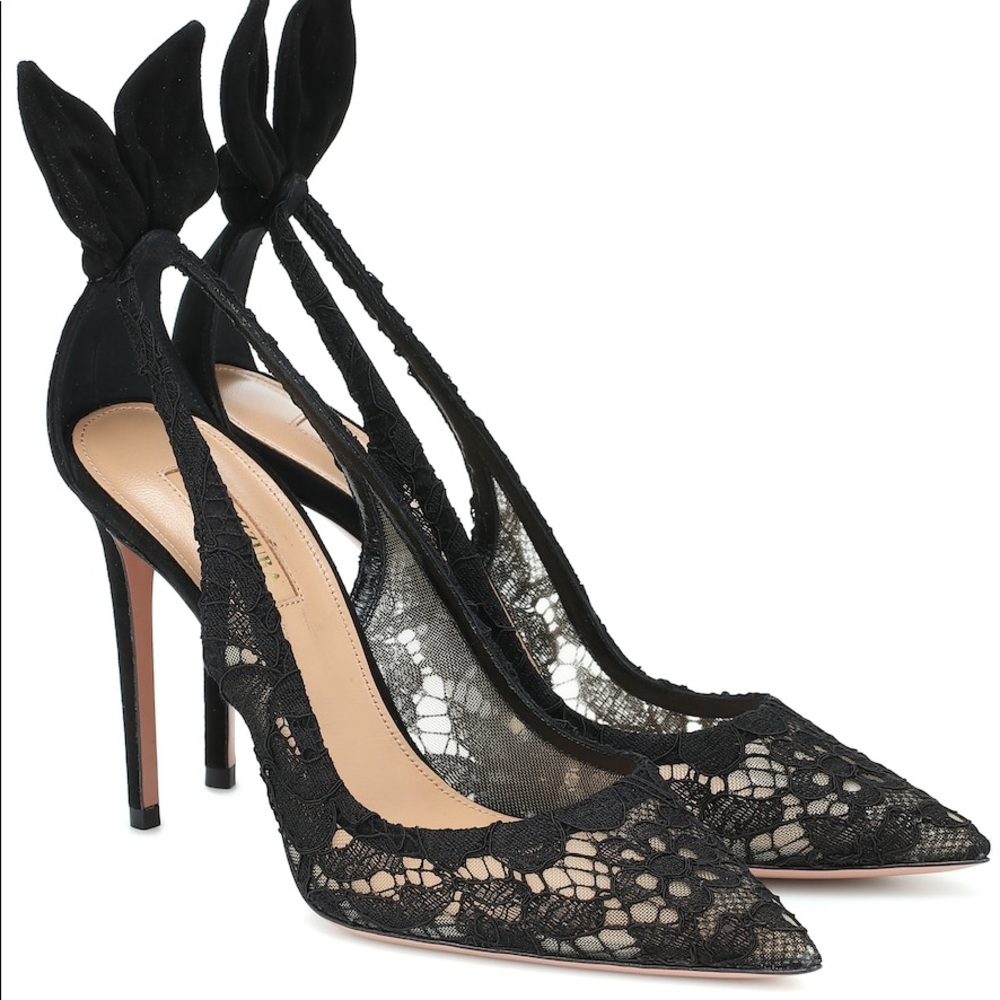 Aquazzura Black Lace Heels